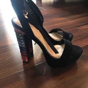 Women’s suede and gemstone platforms